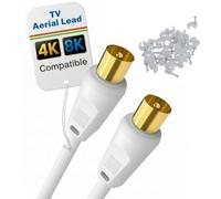 Reulin Cable de antena de TV delgado de 3,75 m de largo, cable coaxial de antena macho a macho, 3C2 V, RF coaxial, compatible con televisores 4K 8K, amplificadores de señal, divisor en Y, enchufe de