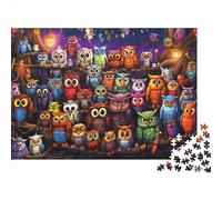Reunión de búho Colorido_1 Rompecabezas Clásico 1000 Piezas Cartón Resistente para Adultos Desafío Imposiblemente Difícil Antiestrés Gran Regalo De Relajación 52x38cm/1000pcs