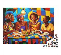 Reunión de Cena Africana, Rompecabezas de 1000 Piezas para Adultos, Cena Familiar Africana, Arte Popular, Premium Grueso Resistente, desafiante, Juego Familiar, 38x26cm/1000pzas