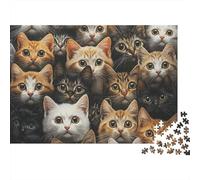 Reunión de Gatos Puzzle de 1000 Piezas Papel Adecuado para Adultos Varios Gatos Puzzle para Adultos Relajación Familiar Decoración Hogar 52x38cm/1000pcs
