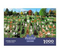 Reunión de Perros en césped Puzzle de 1000 Piezas Papel para Adultos Diversas Razas Actividad grupal Puzzle para Toda la Familia Relajación 52x38cm/1000pcs