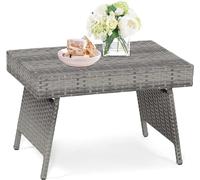 ReunionG Mesa auxiliar de mimbre, color gris