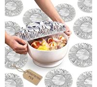 Reusable Aluminium Foil Covers Pack of 30/50/70/100 Eco-Friendly and Durable, Washable Stretchy Foil Food Covers with Elastic Edge, Heat Resistant 250°C for Ovens&Microwaves, Keep Warm&Fresh (30)