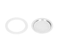 Reusable Aluminum Coffee Strainer & Sealing Ring Set | Oxidation - Protective Sturdy Strainer Disc for Coffee Pot | Fine Holes for Mellow Taste, Easy to Maintain (Serves 6)