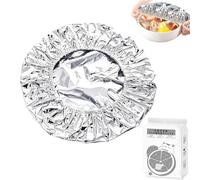 Reusable Aluminum Foil Food Covers, Elastic Aluminum Covers for Food, Stretchy Foil Covers for Bowls, Plates & Containers, Fresh Keeping Food Storage Covers for Kitchen, Parties & Picnics (60pcs)