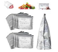 Reusable Aluminum Foil Freshness Seal Bags, 2026 New Resealable Vacuum Zipper Pouches for Food, Heat Resistant & Leakproof, for Meat Seafood Vegetables (30PC,Large)