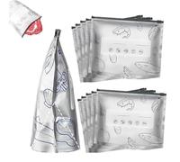 Reusable Aluminum Foil Freshness Seal Bags, Freezer Leak Proof Stand Up Storage Bags Aluminum Foil Bag with Label and Zip Lock for Vegetable Fruit Meat (L)