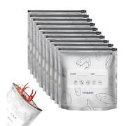 Reusable Aluminum Foil Freshness Seal Bags, Resealable Vacuum Zipper Pouches for Food, Keep Food Fresh Stand Up Pouch with Label (10Pcs,Large)