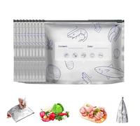 Reusable Aluminum Foil Freshness Seal Bags,Resealable Vacuum Zipper Pouches for Food,Stand Up Foil Sealable Bags with Label and Zip Lock,Separating Flavors for Vegetables Meats Fruits (10Pcs,S)