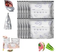 Reusable Aluminum Foil Freshness Seal Bags, Vacuum Zipper Pouches for Food, Stand-up Foil Sealable Bags with Label, Leakproof Freezer Bags for Vegetable Fruit Meat (L*30)