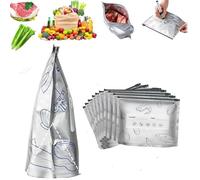 Reusable Aluminum Foil Sealable Bags , Resealable Vacuum Zipper with Label for Organized Food Storage ,Meat Preservation , Featuring Stand-Up Bottom . (10pcs,Small)