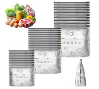 Reusable Aluminum Foil Sealable Storage Bag, 2025 New Resealable Vacuum Zipper Pouches for Food, Thicken Foil Freshness Seal Bags, Stand Up Freezer Bags (30Pcs,S+M+L)
