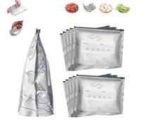 Reusable Aluminum Foil Sealable Storage Bags - Durable, Leakproof & Reusable, Stand Up Foil Sealable Bags, Vacuum Zipper Pouches with Label and Zip Lock, for Vegetable Fruit Meat (S*10PCS,Zippers)