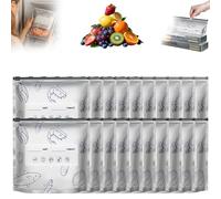 Reusable Aluminum Foil Sealable Storage Bags - Ziplock Bag with Vacuum Zipper Seal, Stand Up Design and Label for Freezer of Vegetables, Fruits, Meat (M,20Pcs)