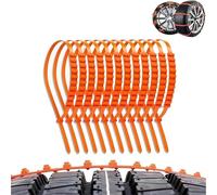 Reusable Anti Skid Tire Straps for Snow Ice Mud, Adjustable Nylon Traction Belts for 14-24 Inch Wheels, Emergency Zip Tie Style Tire Chains for Cars Suvs Trucks Winter Driving