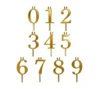 Reusable Birthday Candle Holder Set - 10 Pieces 0-9 Number Cake Toppers, Heat-Resistant Digital Candle Bases For Milestone Celebrations, Modern Eco-Friendly Cake Decorating Set For All Ages | Gold