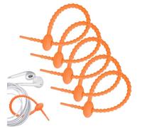 Reusable Cable Ties - 5.9 Inch Silicone Straps, Elastic Cord Wraps for Organization | -Use Wire Holder for Travel