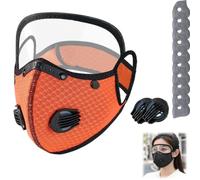 Reusable Carbon Filter Dust Mask with Eye Protection, Respirator Mask with Filters, Safety Goggles, 10 Replaceable Filters, Adjustable Face Mask for Mowing Sanding Painting Woodworking (Orange)