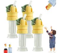 Reusable Children Beverage Water Bottle Straw Lid, Kids Water Bottle Spout Conversion Cap With Straw, Silicone Bottle Spouts for Kids, Universal Fit for Juice & Water Bottles (Green-4pcs)