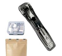 Reusable Clip Stapler, Binder Clamp Fastener Tool, 4.57x0.91In Paper Stapler with 50 Metal Refills, Sturdy Steel File Fastener, Desktop Clip Staplers with Design, Paper Binder Tool for Teacher Student