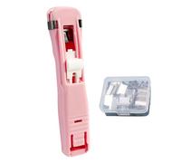 Reusable Clip Stapler, Binder Clamp Fastener Tool, 4.57x0.91In Paper Stapler with 50 Metal Refills, Sturdy Steel File Fastener, Desktop Clip Staplers with Design, Paper Binder Tool for Teacher Student