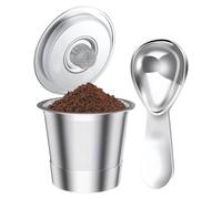 Reusable Coffee Filters, Stainless Steel Filtering Accessories for Daily Brewing, Coffee Pod Strainer Cup with 30ml Measuring Spoon, Mesh Filter for Home, Kitchen, Offices, Camping