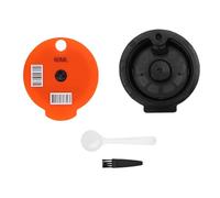 Reusable Coffee Pod, PP Construction Refillable Coffee Filter Capsule Cup, with 4 Orange Lids Brush and Spoon