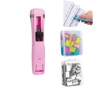 Reusable Creative Stapler,Grapadora sin grapas, con 100 unidades de grapas reutilizables, soporte de empuje, juego de grapadora de empuje, mini grapadora creativa, mini grapadora de empuje (E, 1
