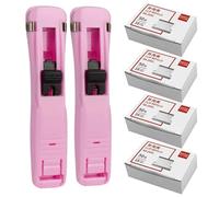 Reusable Desktop Stapler with 2 Portable Paper Clipper Binders and 200pcs Refill Clips, Small Desktop Stapler with Staplesfor Office Filing and Document Binding for Home and School Use (pink)