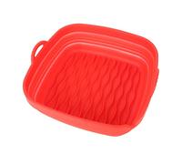 Reusable Fryer Liners | Square Silicone Basket Eliminates Messy Scrubbing | for Home Baking/Camping/Barbecues | Thicker & Dishwasher Safe, Reusable (Red)