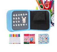 Reusable Kids Drawing Book - Waterproof Sketchbook with 12 Pens, 14 Pages for Coloring, Painting, Doodling, Sketching, Writing | Portable Educational Drawing Notebook for Boys, Girls, Home, School, Tr