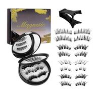 Reusable Magnetic Lashes - 4 Pairs No Glue Cluster, Natural Look Tool Set | with Applicator Natural Look Reusable False Eyelashes for Women, Beginner, Makeup, Date, Travel