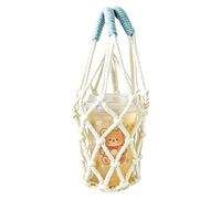 Reusable Mesh Water Bottle Carrier Pouch Handwoven Holder Bag with Strong Handle Portable Lightweight Drink Sleeve for Everyday Use Travel Office School Shopping Outdoor Camping Hiking Carrying Access