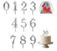 Reusable Number Birthday Candle Holder Set (0-9) with Stroge Bag - Silver Metal Cake Toppers for Custom Age, Durable Digit Stands for Standard Wax Candles, Anniversary Party Decor (1Pc)