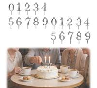 Reusable Number Birthday Candle Holder Set,Digital Birthday Cake Candle Holder Set,0-9 Numbered Adjustable Candles Stand,Silver Cake Topper Decorations for Cakes,Party Cakes Accessories (2SET)