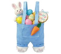 Reusable Rabbit Easter Bag, Overalls-Shaped Treat Storage Pouch, Easter Party Favor Bag for Egg Hunting, Family Gatherings, Holiday Celebrations, Kids Activities, and Festive Decoration Supplies
