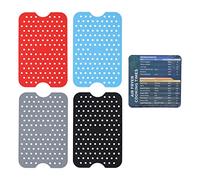 Reusable Silicone Fryer Liners 4pcs | High Heat Tolerance 450°F Non - Stick Pads | Fryer Liners for Kitchen/Food Steamer/Baking | Includes Cooking Guide Table