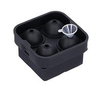 Reusable Silicone Ice Cube Tray 2Pcs | 4 Grids Flexible Ice Tray for Cocktails/Beer/Whiskey | Non - Stick Easy Release, Dishwasher Safe, Black