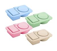 Reusable Snack Containers, 4 Piece Silicone Snack Prep Boxes with Lid,5.91x3.74x1.57 inches Double Compartment Food Storage Organizer for Sauce, Salad, Dressing and Portion Control