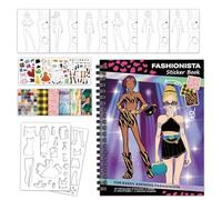 Reusable Sticker Book, Fashion Dress Up Activity Notebook, Drawing and Coloring Sticker Set, Interactive Learning Game for Playing, Preschool, Girls, Playtime, 8.46 x 6.5 x 0.59 inches