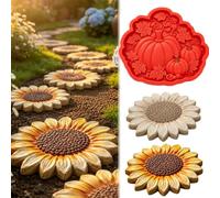 Reusable Sunflower Stepping Stone Mold, 15.7'' Round Stepping Stone Molds for Concrete, Paintable Cement Walkway Stones Mould for Lawn Decorations Garden Paving