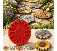 Reusable Sunflower Stepping Stone Mold,Reusable Garden Art Mold，set a：1 | Garden Sunflower Concrete Moulds,Diy Garden Path Paver Concrete Molds,40cm Silicone Easy Fall Off,for Casting Path Walkway