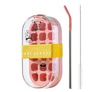 Reusable Water Bottle - Press to Release Ice Compartment Straw | Travel Fitness Gym Hiking Camping Outdoor Adventure Picnic Office Desk Workout Cold Beverages Daily Hydration Carrying