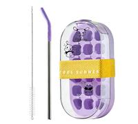 Reusable Water Bottles - Touch Free Making Bottle With Straw | Press To Release Ice Tray | 2-In-1 For Home Kitchen Office Travel Outdoor Camping Hiking Picnic Cocktail Party Gym Fitness Sports