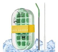 Reusable Water Bottles - Touch Free Making Bottle With Straw | Press To Release Ice Tray | 2-In-1 For Home Kitchen Office Travel Outdoor Camping Hiking Picnic Cocktail Party Gym Fitness Sports