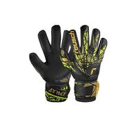 Reusch Attrakt Infinity Finger Support Junior - Guantes de Portero para niños, Ideales para césped Artificial, Color Negro, Dorado y Amarillo, 4