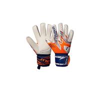 Reusch Attrakt Silver Junior Guantes de Portero Antideslizantes para niños y jóvenes, Guantes de fútbol adecuados para Todas Las Condiciones climáticas y Superficies de Campo, Naranja-Azul, 7
