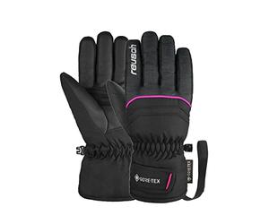Reusch Gore-Tex - Guantes de esquí para niños, Resistentes al Viento y al Agua, Guantes de esquí, Guantes Deportivos, Guantes de Nieve para Trineo, Guantes de Invierno, 4,5, Color Negro y Rosa