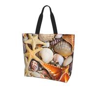 Reutilizables Bolsas De Algodón Paisaje De Conchas Marinas En La Playa Bolsos Bandolera Durable Bolsa De Tela Para Viajes, Enfermería, Compras, 40X50X15Cm