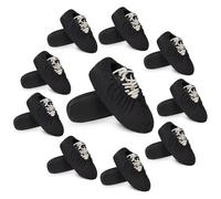 Reutilizables Cubre Zapatos Hechos de Tela de Malla Fina, Transpirables y Antideslizantes, Lavables a Máquina, Sí Alternativa Ecológica a Cubrezapatos Desechables (Negro 10 pares, 31.6*16.8*5.5cm)